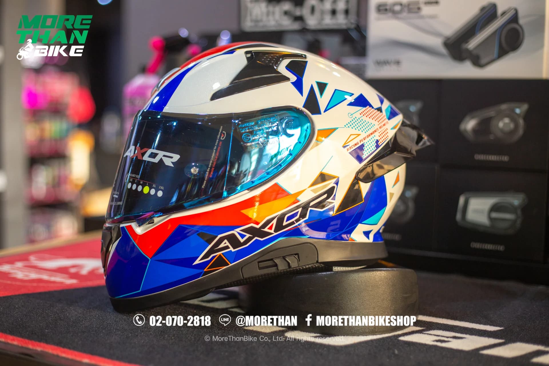 หมวกกันน็อค AXOR รุ่น Apex ลาย Prism White/Blue